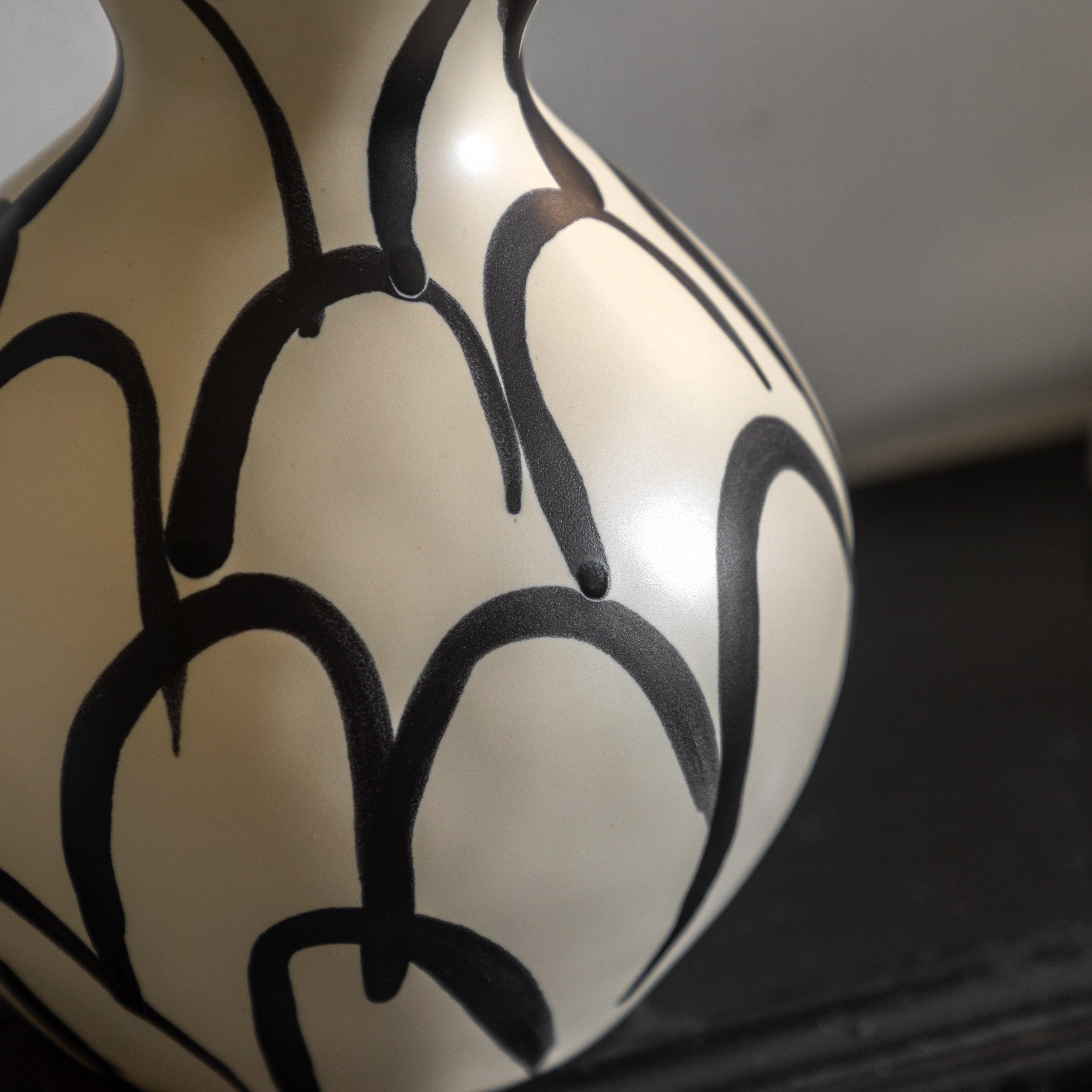 Alloa Hand Painted Monochrome Curved Vase